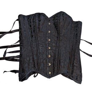 Black Rose and Dragon Brocade boned and laced corset size M-L